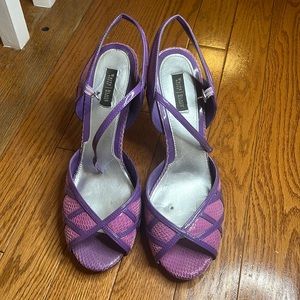 White House black market purple crossover sling back heels